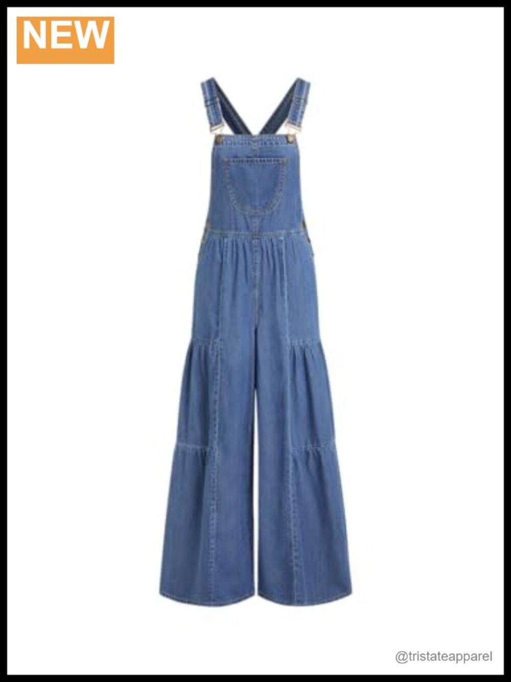 Women's Wide Leg Denim Overalls Adjustable Straps Pockets